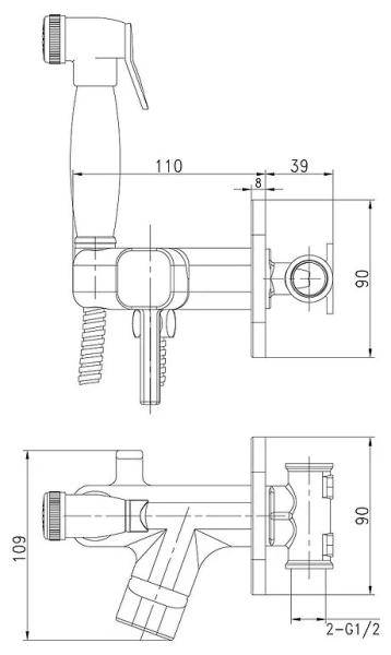 Смеситель Lemark Solo с гигиеническим душем, встраиваемый (LM7165BL)